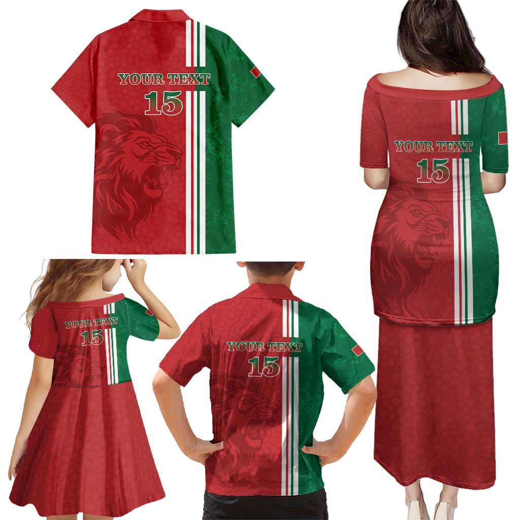 Custom Morocco Football Family Matching Puletasi and Hawaiian Shirt Go Atlas Lions - Wonder Print Shop