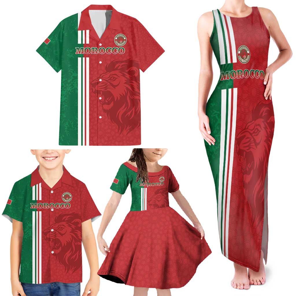 Custom Morocco Football Family Matching Tank Maxi Dress and Hawaiian Shirt Go Atlas Lions - Wonder Print Shop