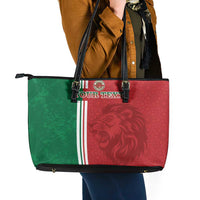 Custom Morocco Football Leather Tote Bag Go Atlas Lions - Wonder Print Shop