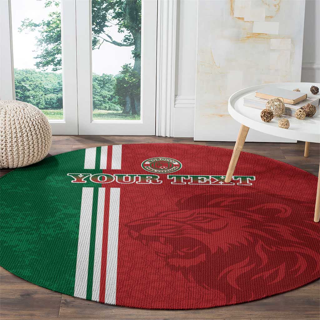 Custom Morocco Football Round Carpet Go Atlas Lions