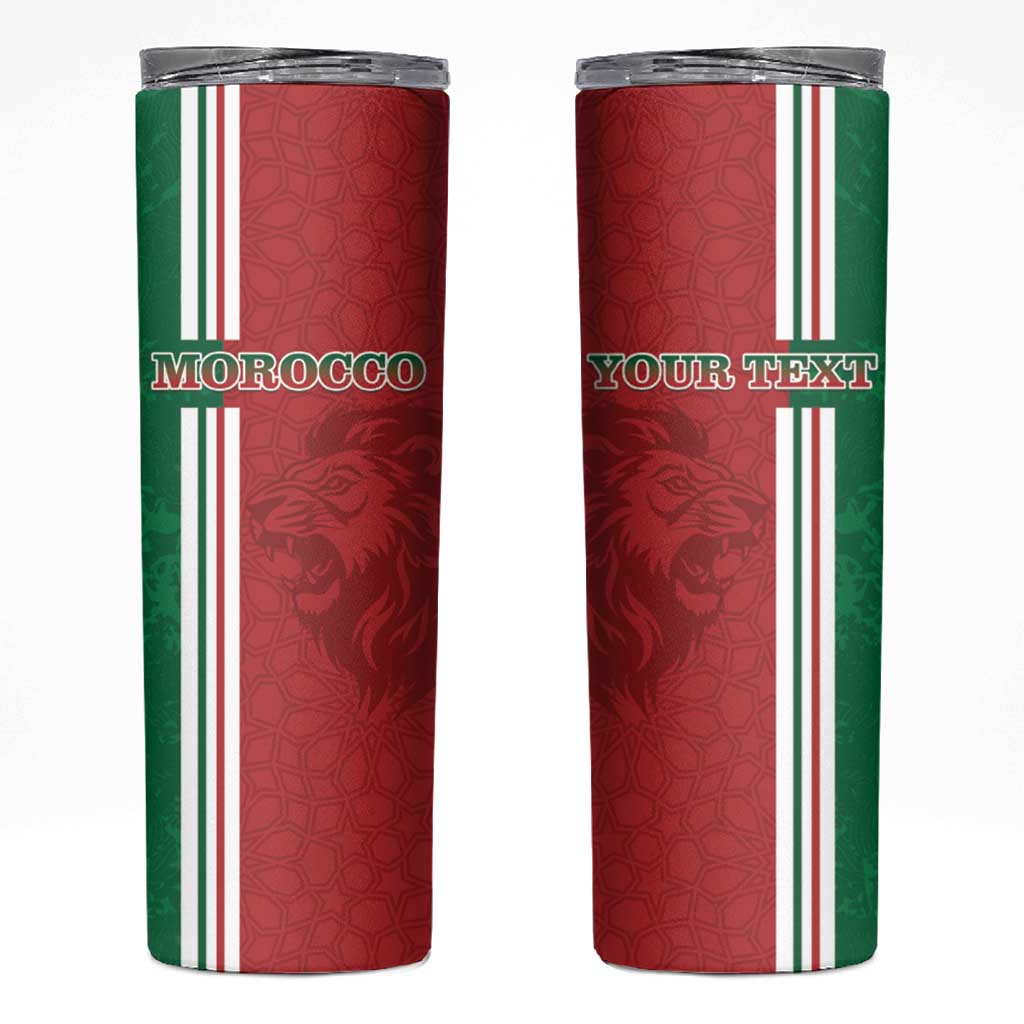 Custom Morocco Football Skinny Tumbler Go Atlas Lions - Wonder Print Shop