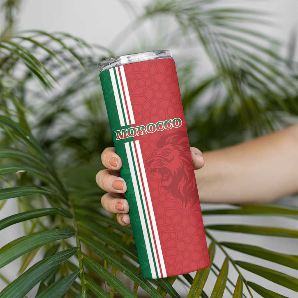 Custom Morocco Football Skinny Tumbler Go Atlas Lions - Wonder Print Shop