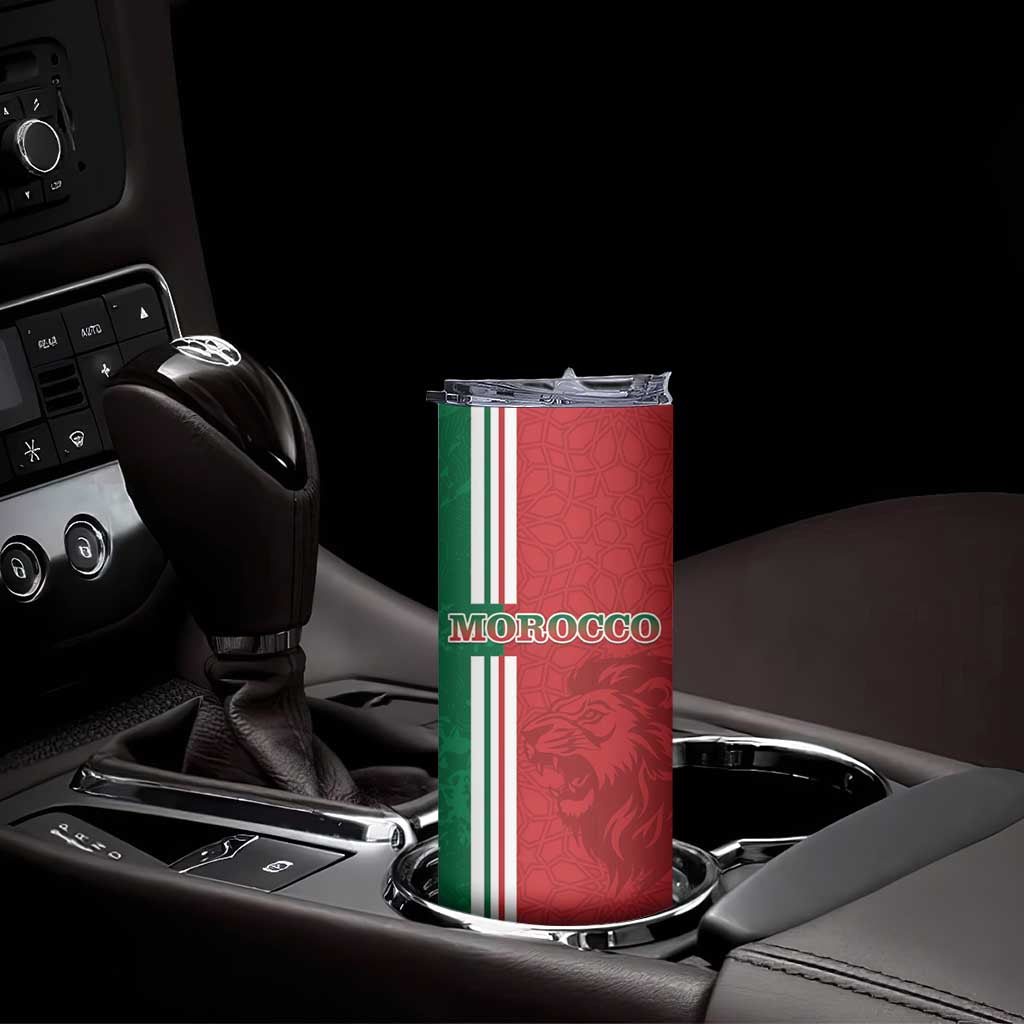 Custom Morocco Football Skinny Tumbler Go Atlas Lions - Wonder Print Shop