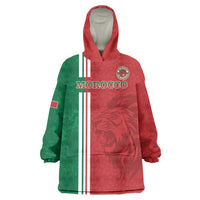 Custom Morocco Football Wearable Blanket Hoodie Go Atlas Lions - Wonder Print Shop