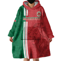 Custom Morocco Football Wearable Blanket Hoodie Go Atlas Lions - Wonder Print Shop