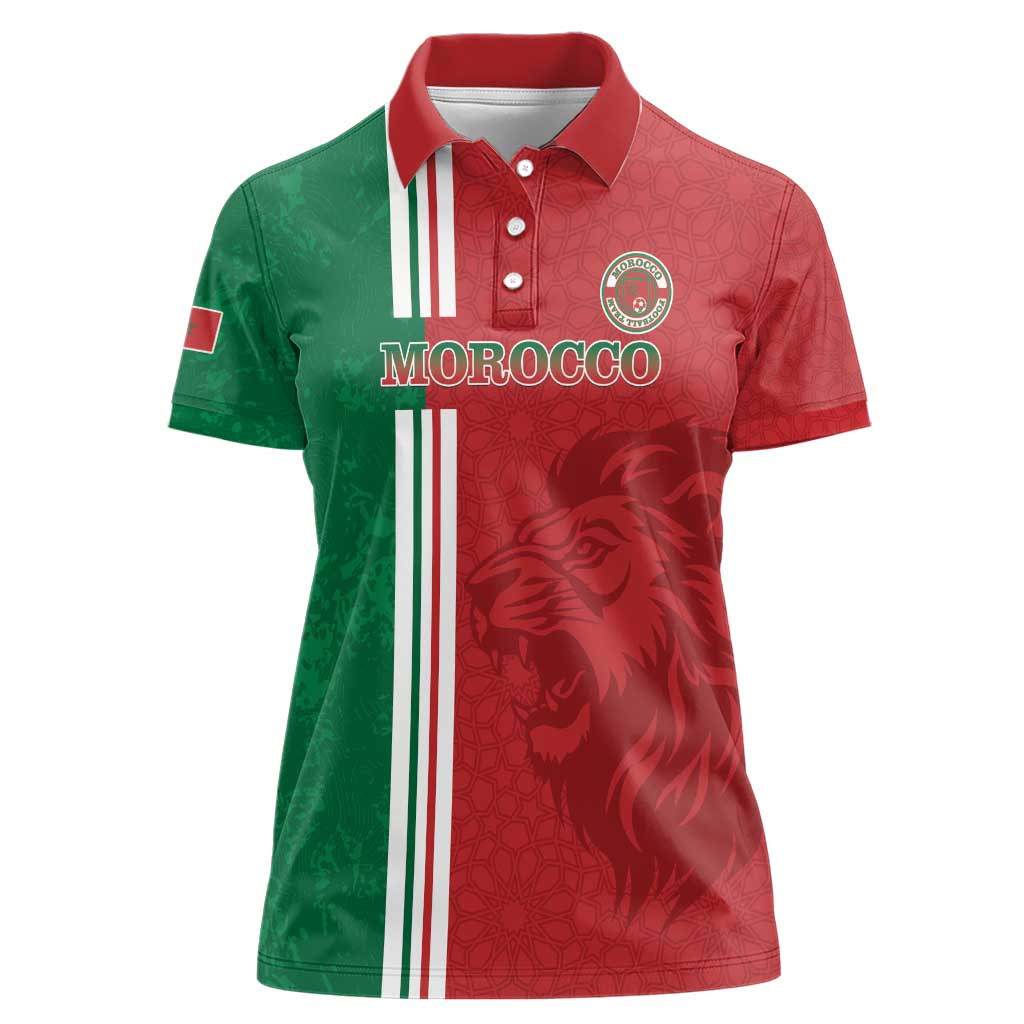 Custom Morocco Football Women Polo Shirt Go Atlas Lions - Wonder Print Shop