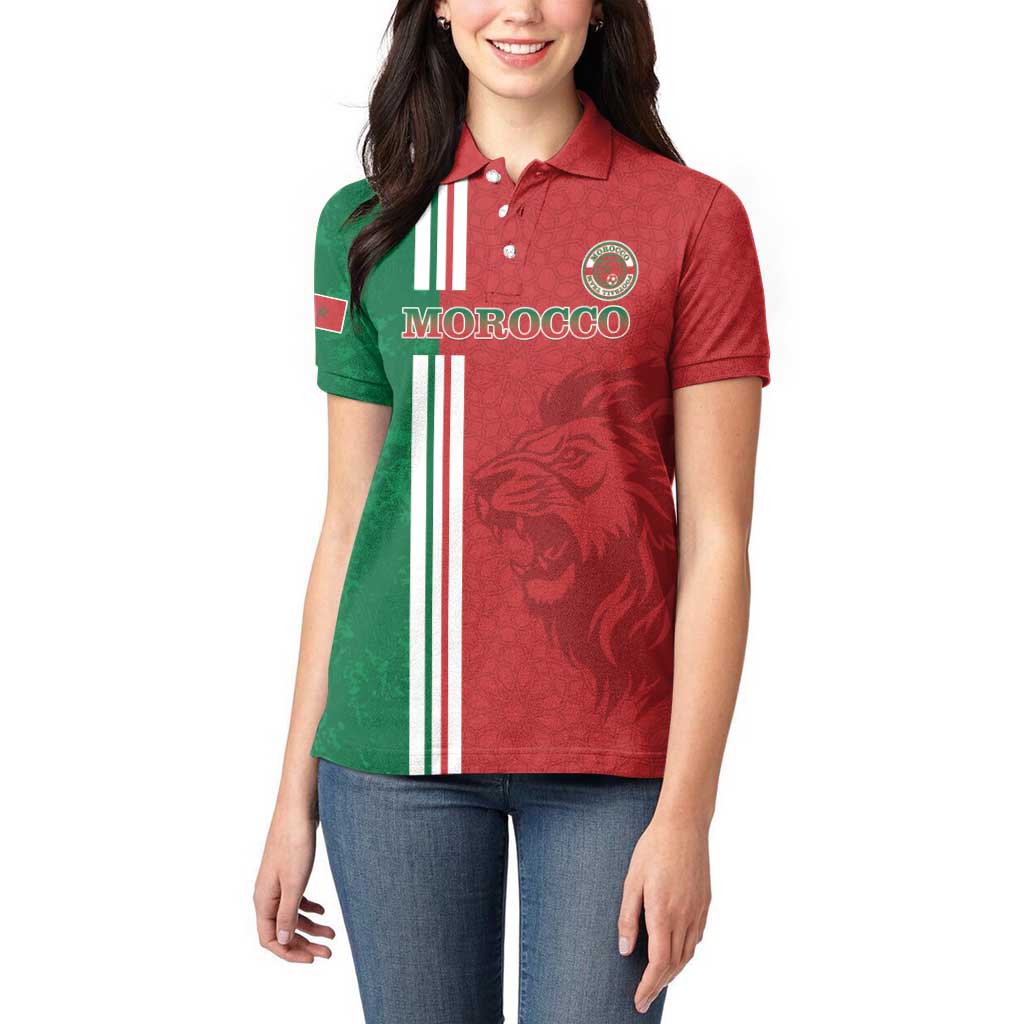 Custom Morocco Football Women Polo Shirt Go Atlas Lions - Wonder Print Shop