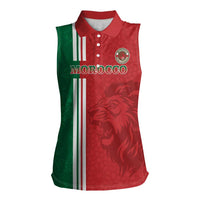 Custom Morocco Football Women Sleeveless Polo Shirt Go Atlas Lions - Wonder Print Shop