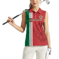 Custom Morocco Football Women Sleeveless Polo Shirt Go Atlas Lions - Wonder Print Shop