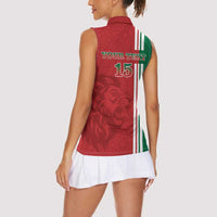 Custom Morocco Football Women Sleeveless Polo Shirt Go Atlas Lions - Wonder Print Shop