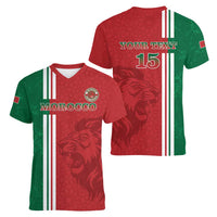 Custom Morocco Football Women V-Neck T-Shirt Go Atlas Lions - Wonder Print Shop