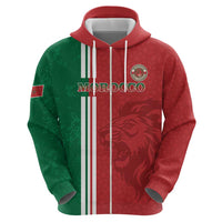 Custom Morocco Football Zip Hoodie Go Atlas Lions - Wonder Print Shop