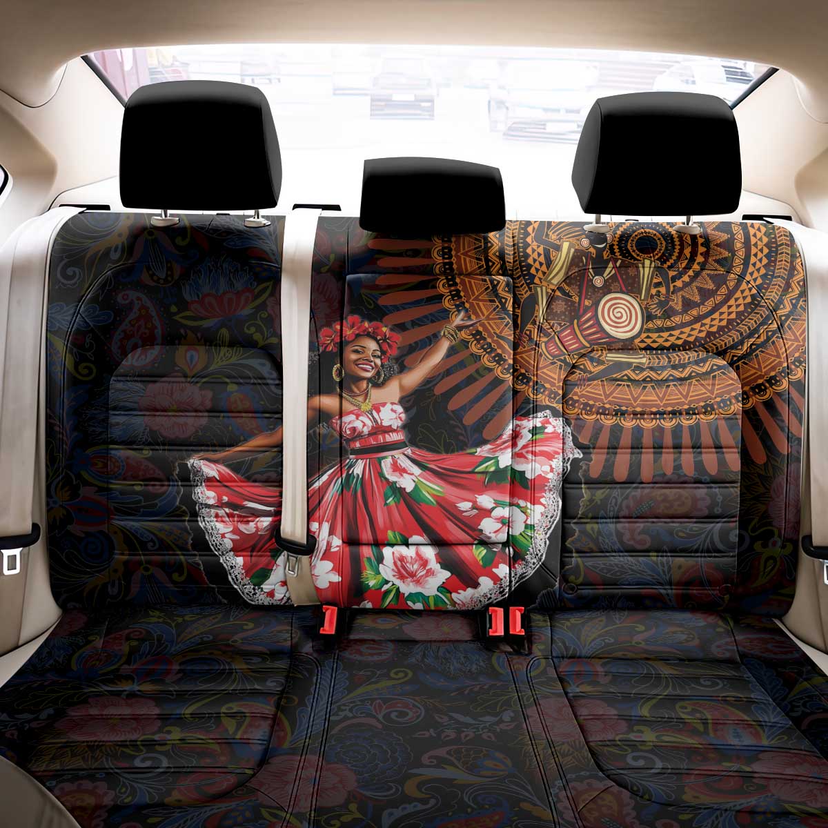Sega Traditional Dance Back Car Seat Cover Paisley Mix African Pattern