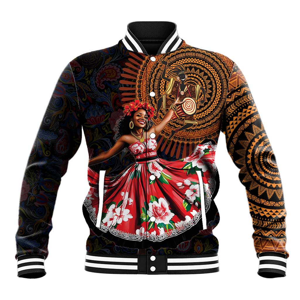 Sega Traditional Dance Baseball Jacket Paisley Mix African Pattern