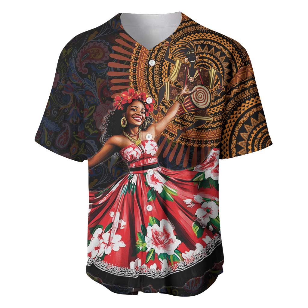 Sega Traditional Dance Baseball Jersey Paisley Mix African Pattern