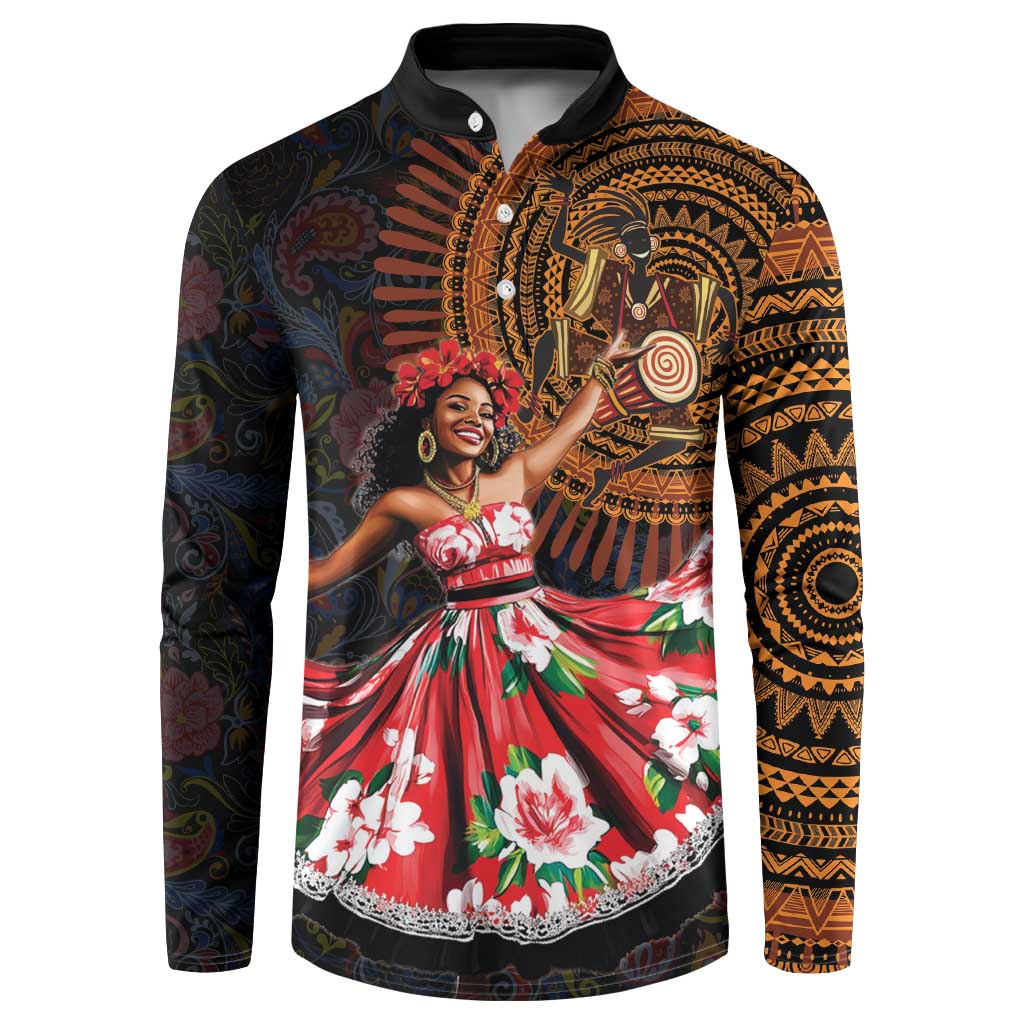 Sega Traditional Dance Button Sweatshirt Paisley Mix African Pattern