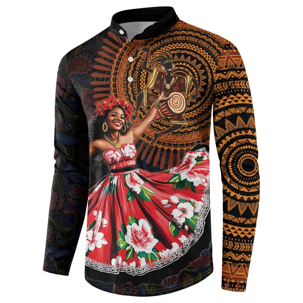 Sega Traditional Dance Button Sweatshirt Paisley Mix African Pattern