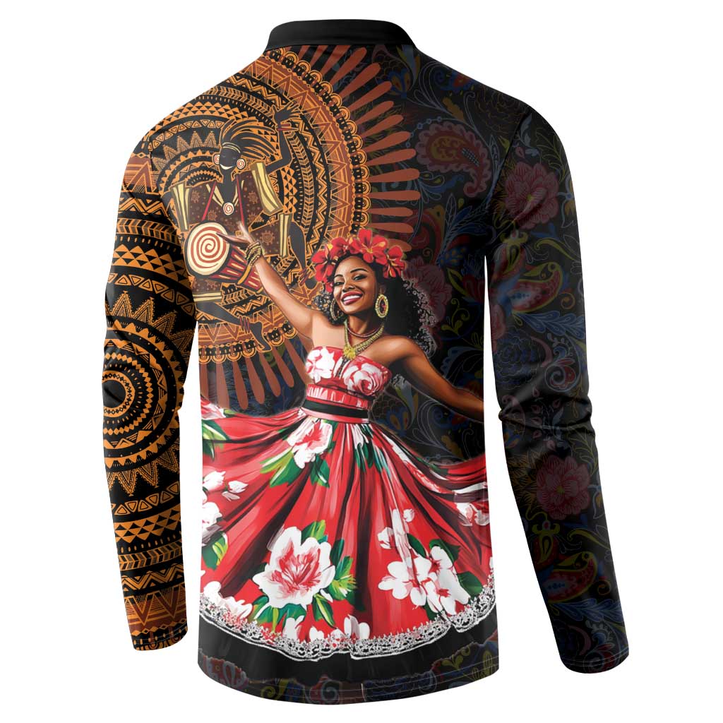 Sega Traditional Dance Button Sweatshirt Paisley Mix African Pattern