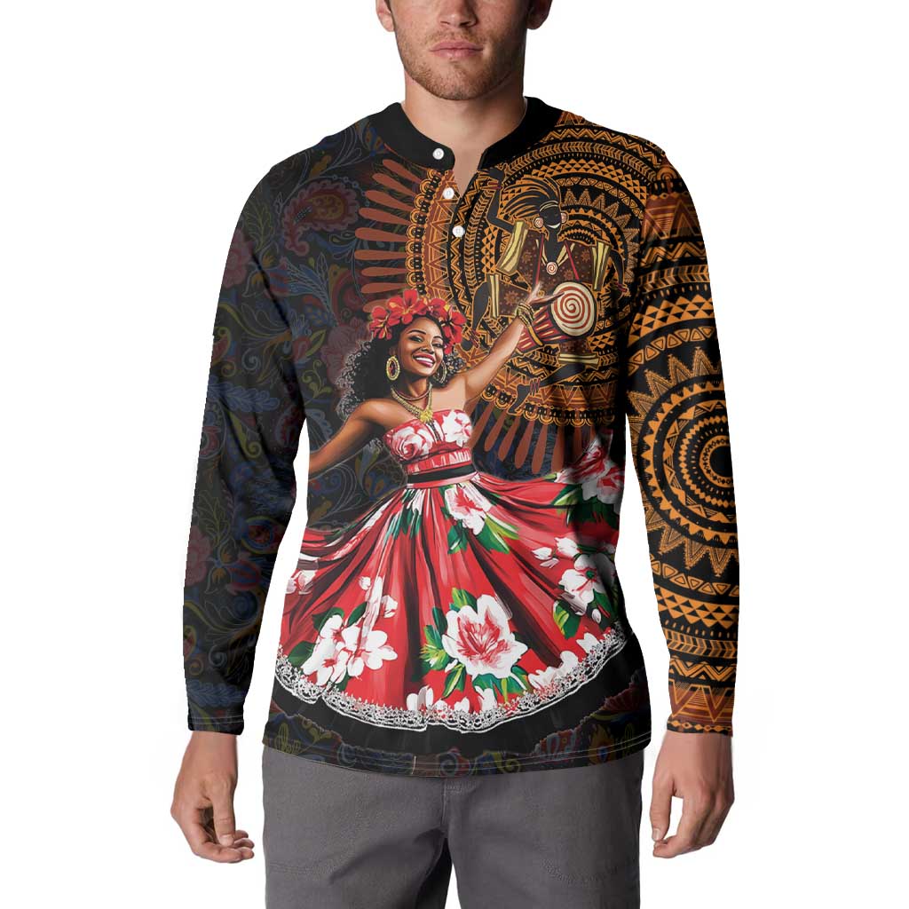 Sega Traditional Dance Button Sweatshirt Paisley Mix African Pattern