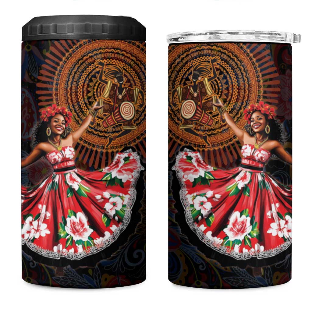 Sega Traditional Dance 4 in 1 Can Cooler Tumbler Paisley Mix African Pattern