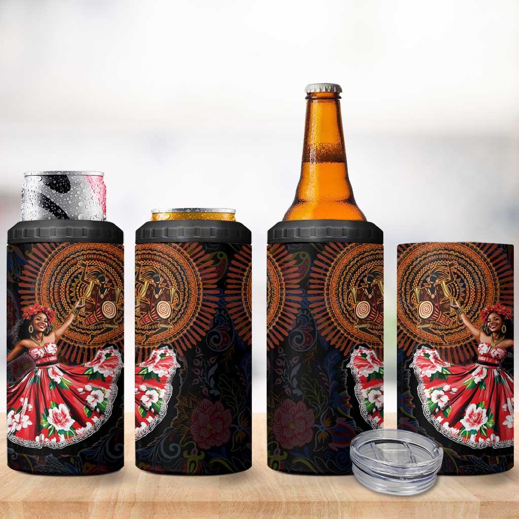 Sega Traditional Dance 4 in 1 Can Cooler Tumbler Paisley Mix African Pattern