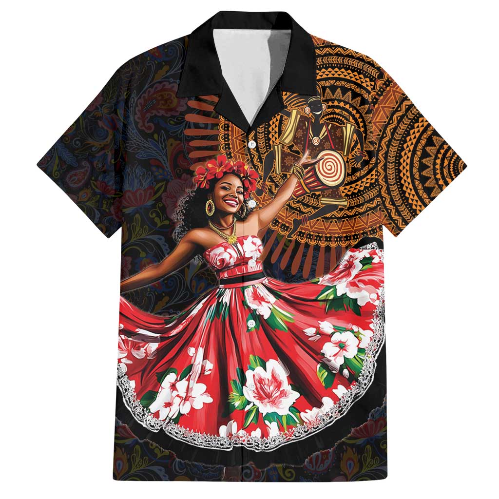 Sega Traditional Dance Family Matching Long Sleeve Bodycon Dress and Hawaiian Shirt Paisley Mix African Pattern