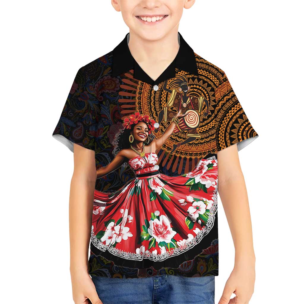 Sega Traditional Dance Family Matching Long Sleeve Bodycon Dress and Hawaiian Shirt Paisley Mix African Pattern