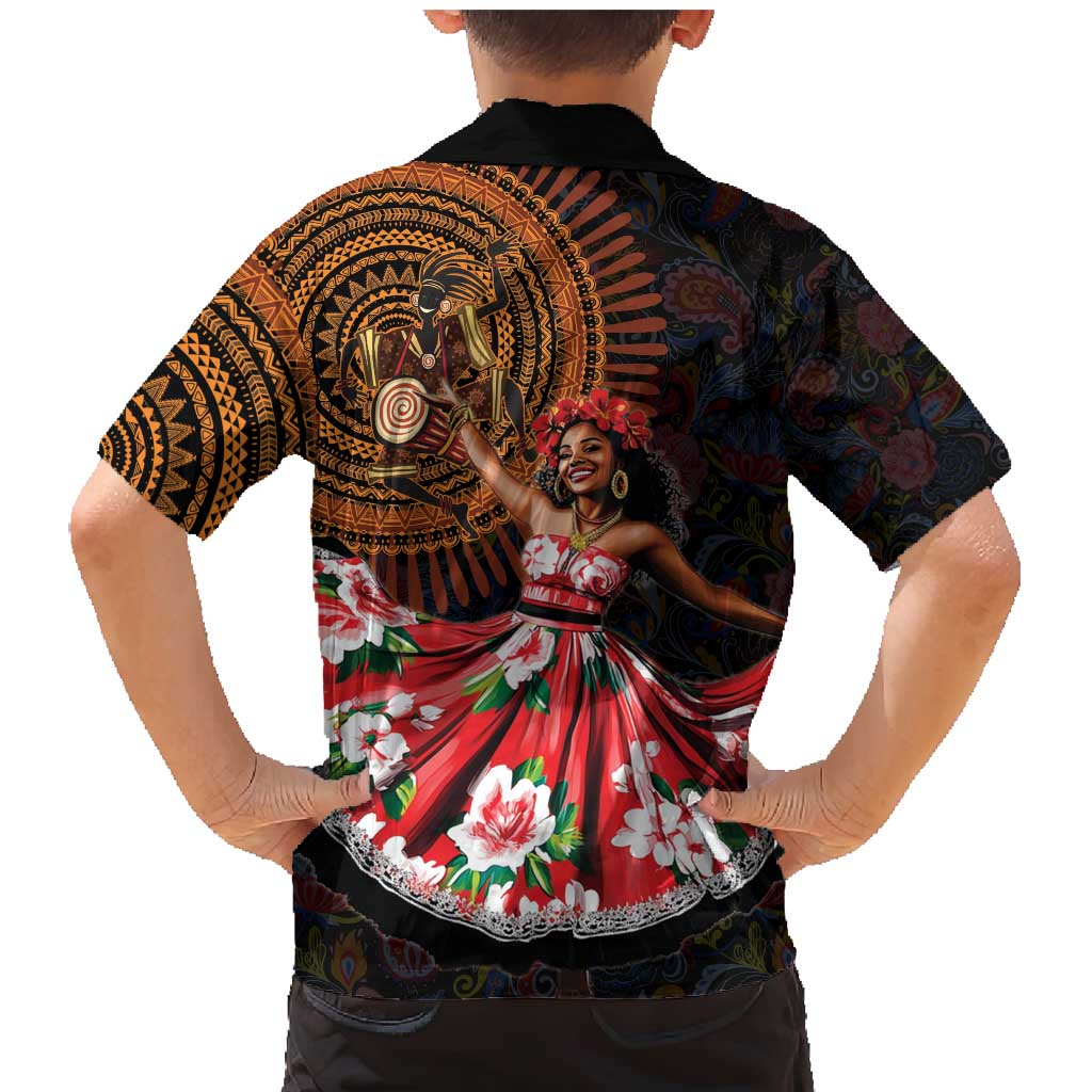 Sega Traditional Dance Family Matching Mermaid Dress and Hawaiian Shirt Paisley Mix African Pattern