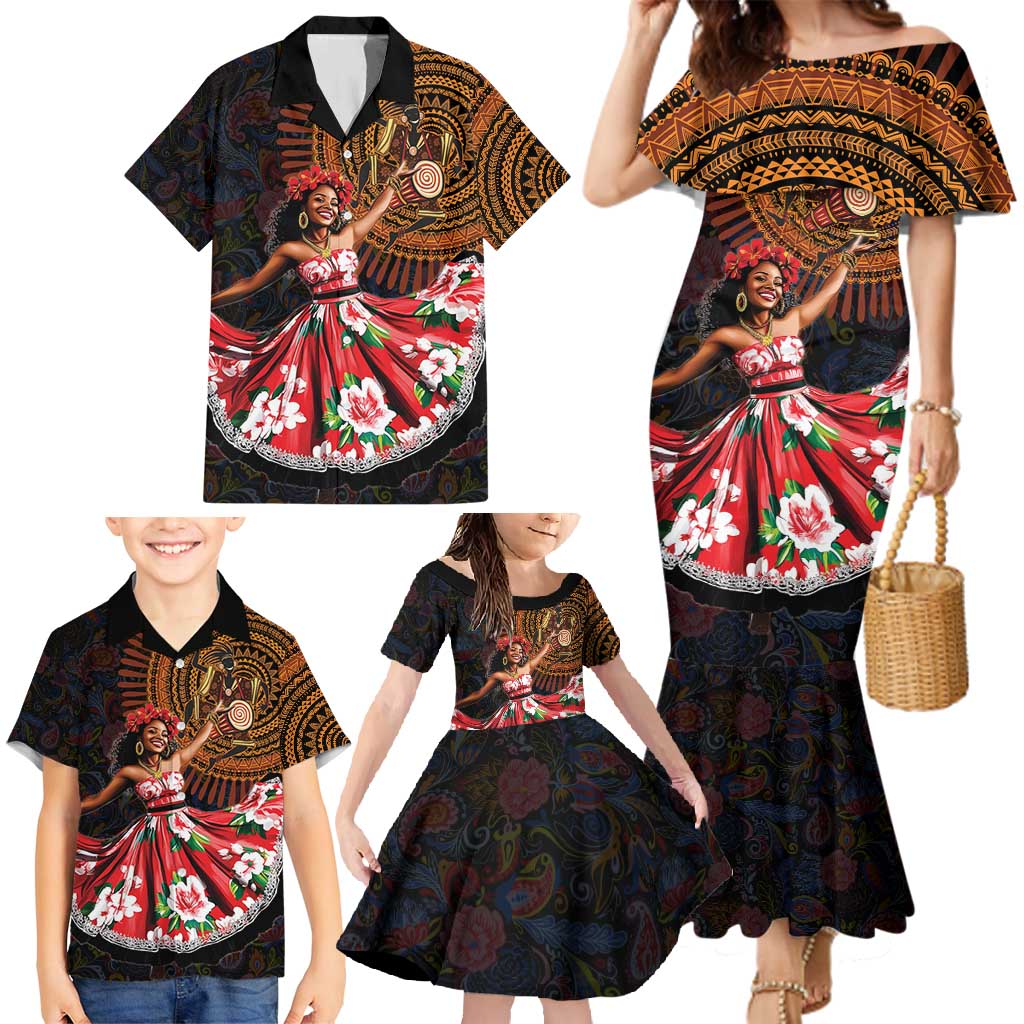 Sega Traditional Dance Family Matching Mermaid Dress and Hawaiian Shirt Paisley Mix African Pattern