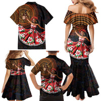 Sega Traditional Dance Family Matching Mermaid Dress and Hawaiian Shirt Paisley Mix African Pattern