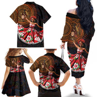 Sega Traditional Dance Family Matching Off The Shoulder Long Sleeve Dress and Hawaiian Shirt Paisley Mix African Pattern