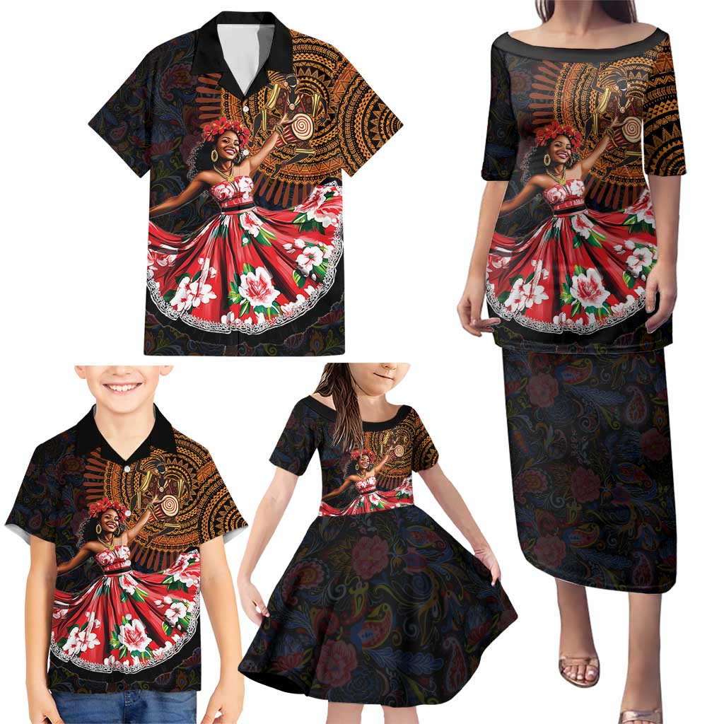 Sega Traditional Dance Family Matching Puletasi and Hawaiian Shirt Paisley Mix African Pattern