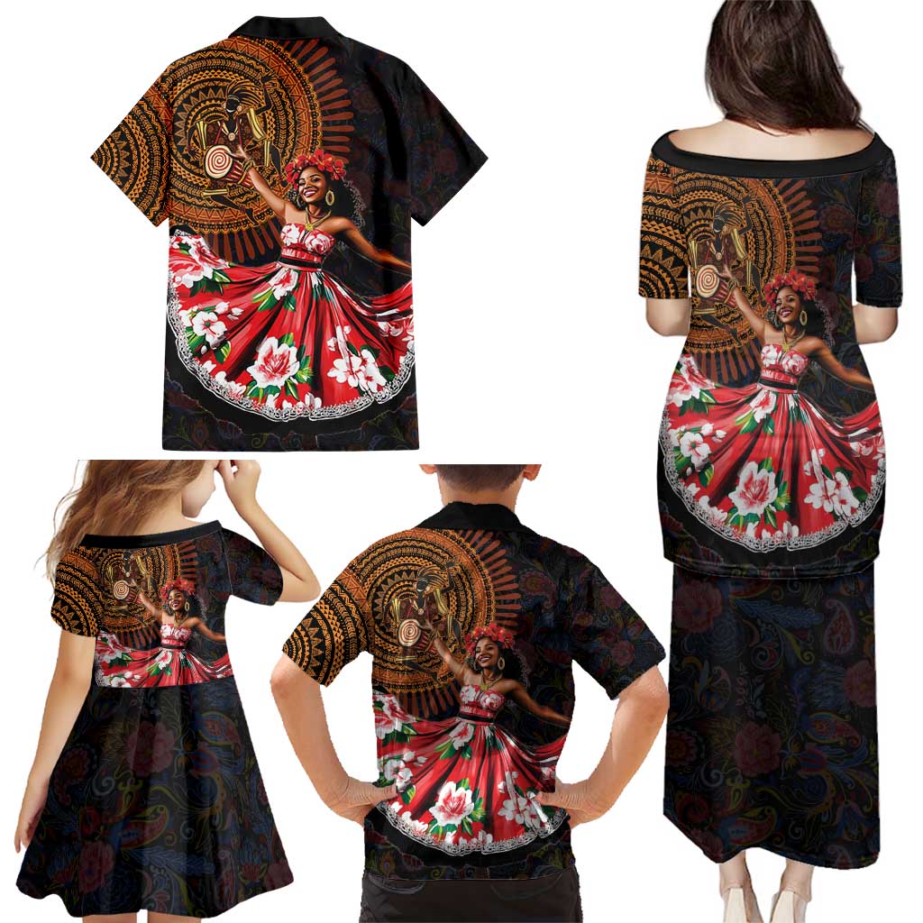 Sega Traditional Dance Family Matching Puletasi and Hawaiian Shirt Paisley Mix African Pattern