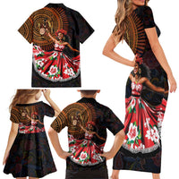 Sega Traditional Dance Family Matching Short Sleeve Bodycon Dress and Hawaiian Shirt Paisley Mix African Pattern