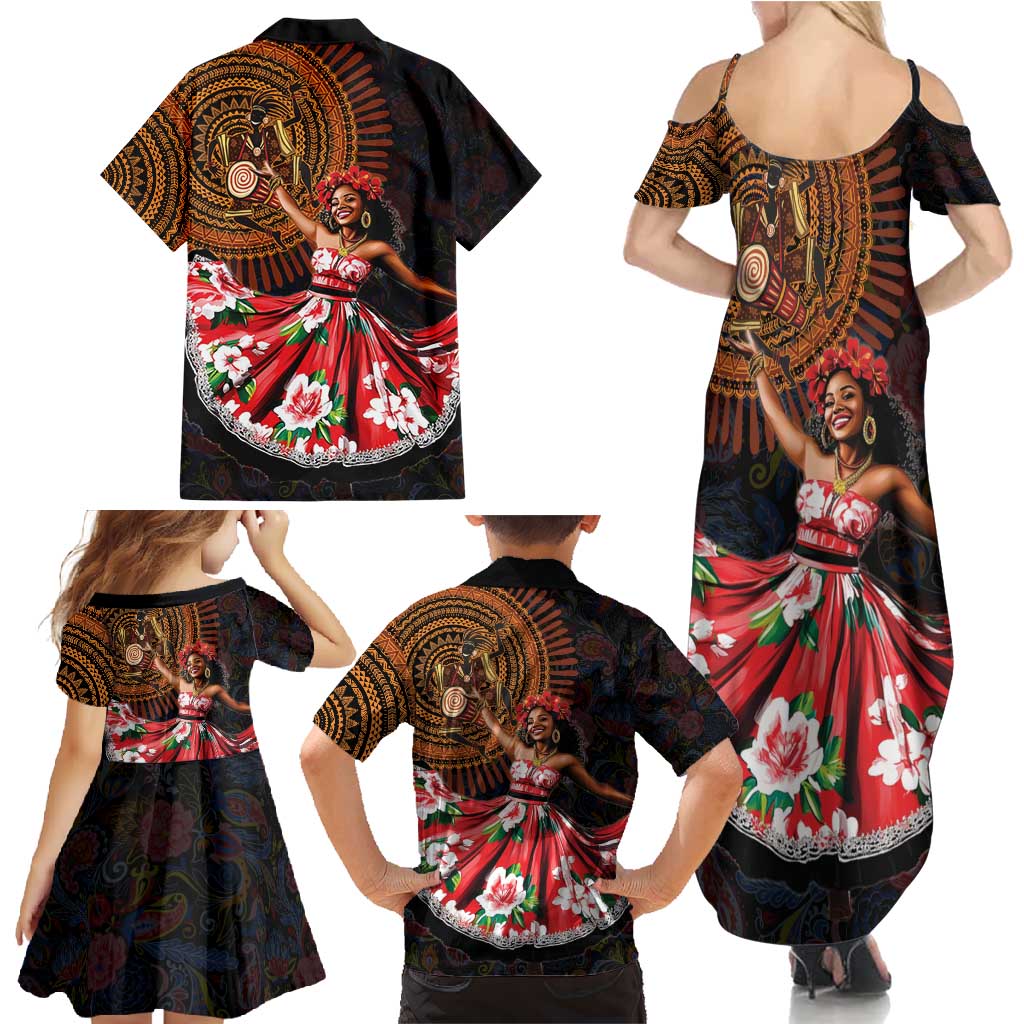 Sega Traditional Dance Family Matching Summer Maxi Dress and Hawaiian Shirt Paisley Mix African Pattern