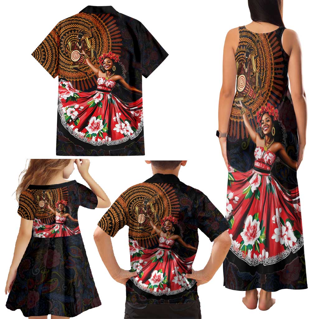 Sega Traditional Dance Family Matching Tank Maxi Dress and Hawaiian Shirt Paisley Mix African Pattern