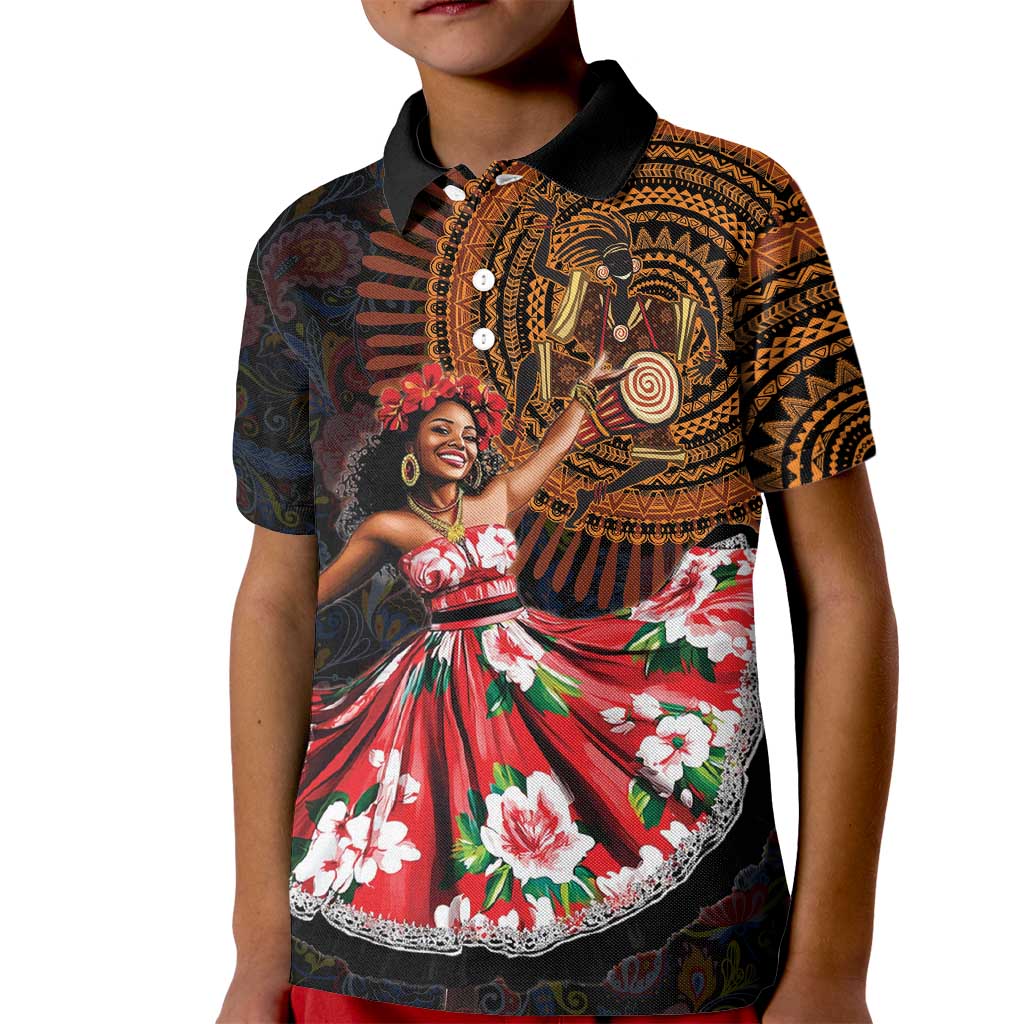 Sega Traditional Dance Kid Polo Shirt Paisley Mix African Pattern