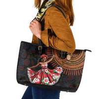 Sega Traditional Dance Leather Tote Bag Paisley Mix African Pattern