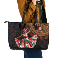 Sega Traditional Dance Leather Tote Bag Paisley Mix African Pattern