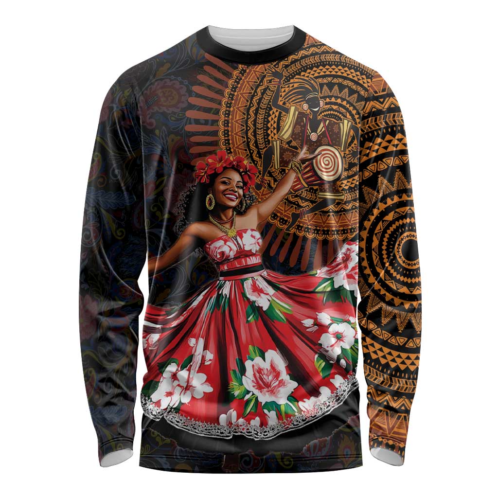 Sega Traditional Dance Long Sleeve Shirt Paisley Mix African Pattern