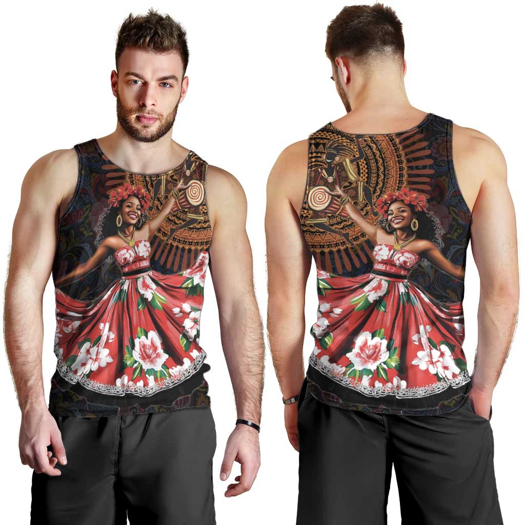 Sega Traditional Dance Men Tank Top Paisley Mix African Pattern