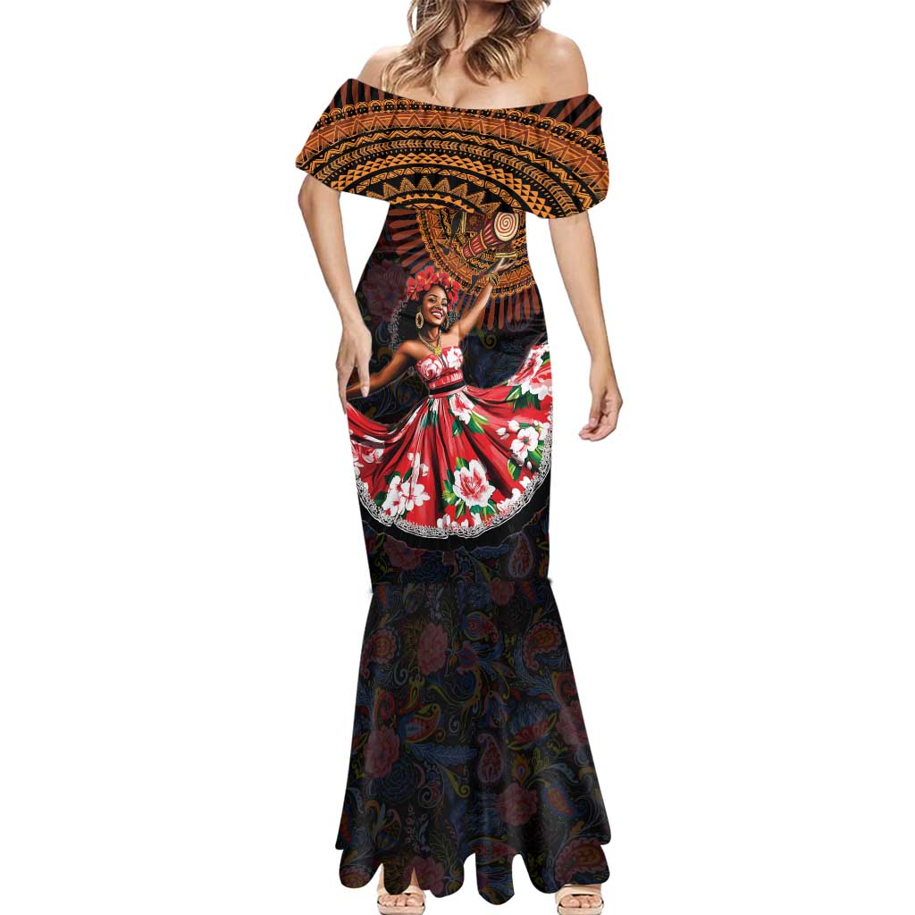 Sega Traditional Dance Mermaid Dress Paisley Mix African Pattern