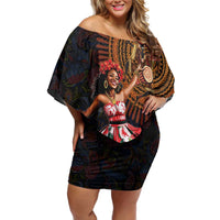 Sega Traditional Dance Off Shoulder Short Dress Paisley Mix African Pattern