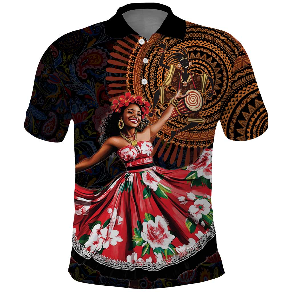 Sega Traditional Dance Polo Shirt Paisley Mix African Pattern