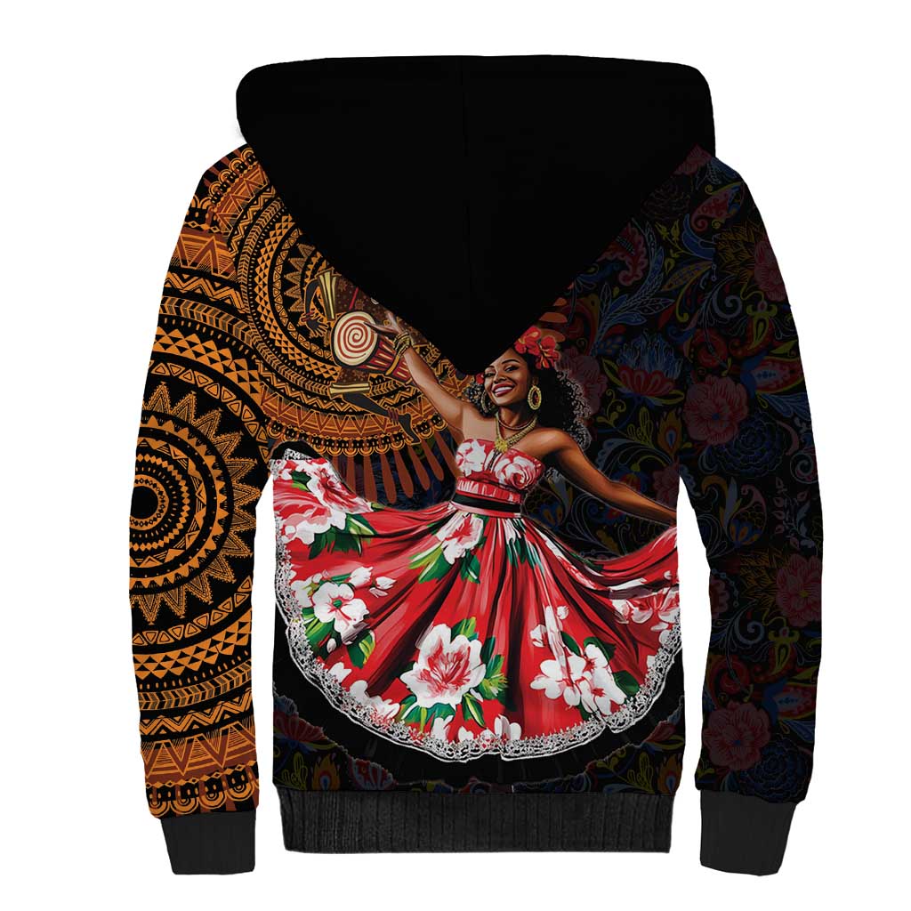 Sega Traditional Dance Sherpa Hoodie Paisley Mix African Pattern - Wonder Print Shop
