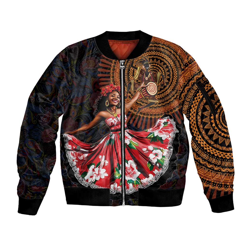 Sega Traditional Dance Sleeve Zip Bomber Jacket Paisley Mix African Pattern - Wonder Print Shop