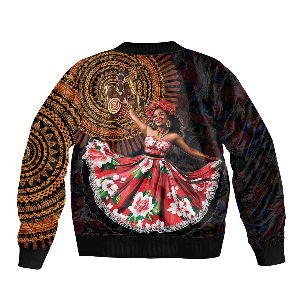 Sega Traditional Dance Sleeve Zip Bomber Jacket Paisley Mix African Pattern - Wonder Print Shop