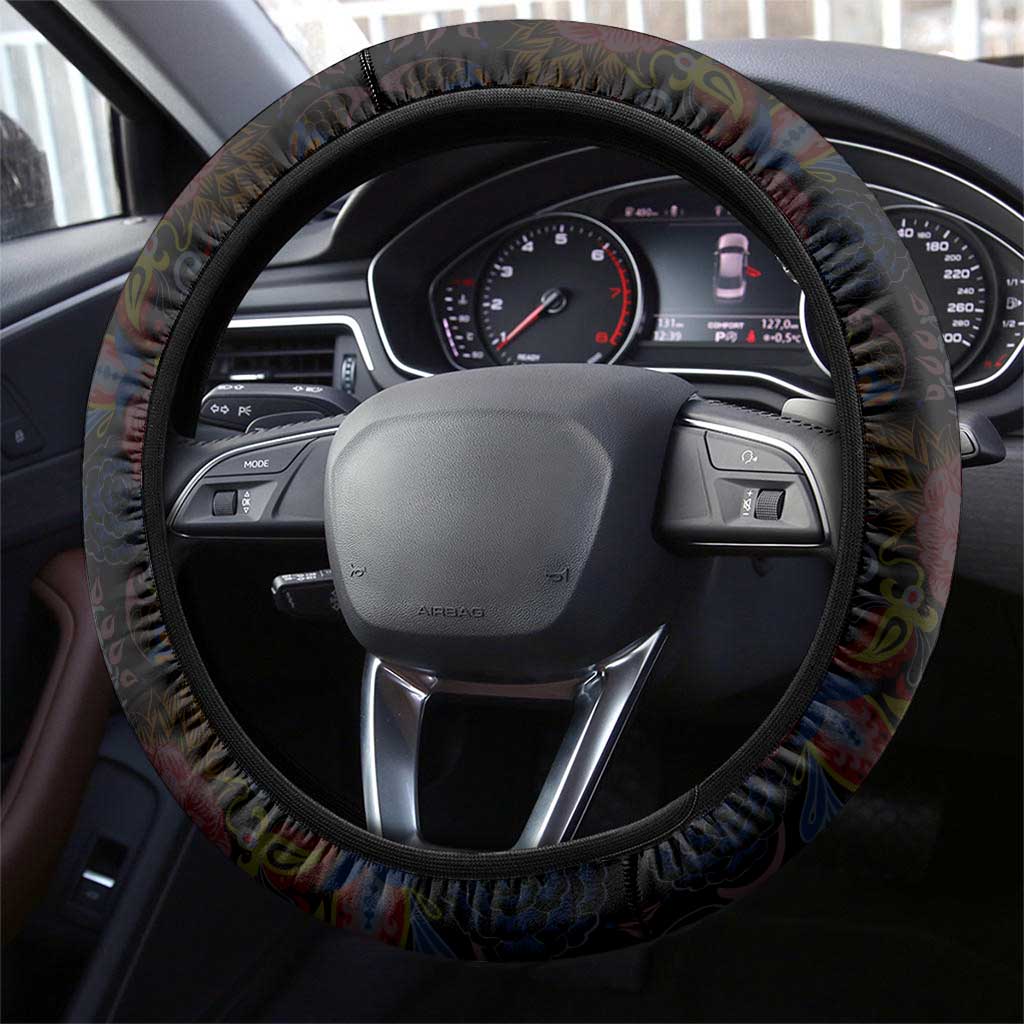 Sega Traditional Dance Steering Wheel Cover Paisley Mix African Pattern - Wonder Print Shop