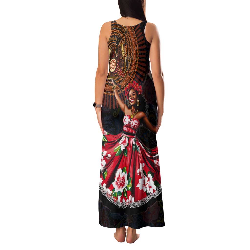 Sega Traditional Dance Tank Maxi Dress Paisley Mix African Pattern - Wonder Print Shop