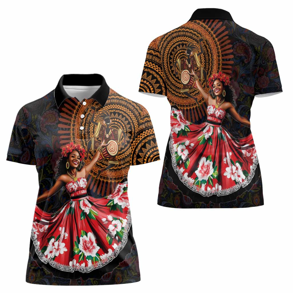 Sega Traditional Dance Women Polo Shirt Paisley Mix African Pattern - Wonder Print Shop